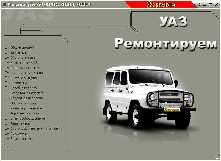 Руководство по ремонту УАЗ 31512, 31514, 31519, 315195, 315143 Хантер (UAZ Hunter)